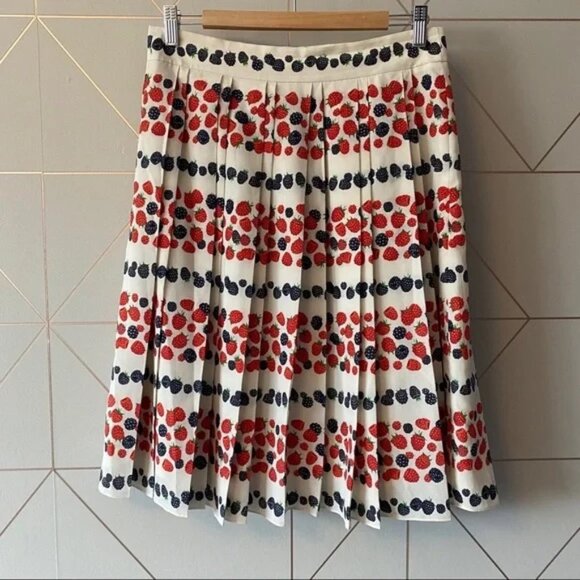 J. Crew Berry Print Pleated Skirt - Picture 2 of 4